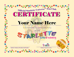 Starlette Universe Fan Club Membership Certificate