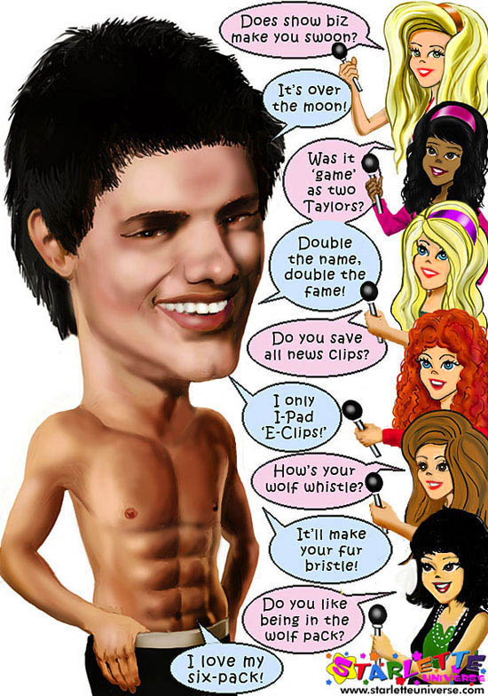 Taylor Lautner, the Twilight werewolf, gets interviewed by the Starrlettes
